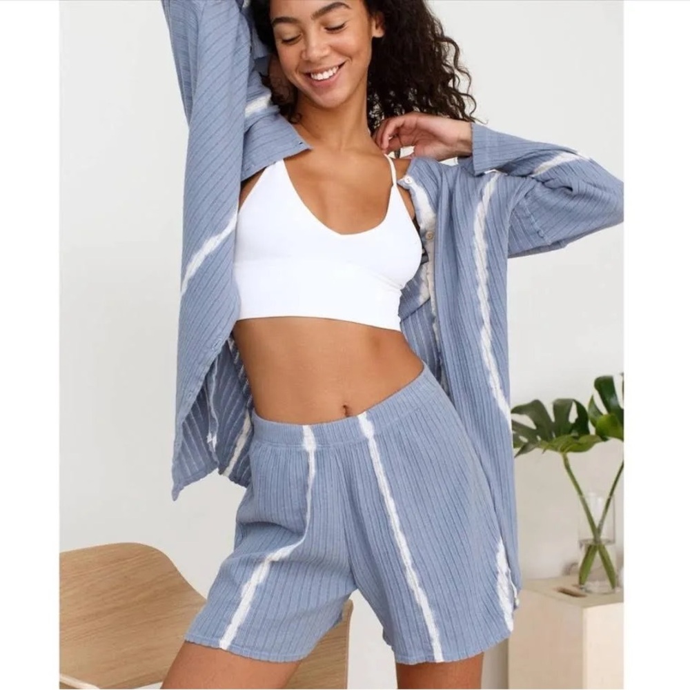 Free People Pajama Set - Little Dream PJ - soft, airy, powder blue tie dye - S/M